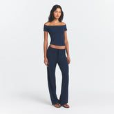 COTTON JERSEY STRAIGHT LEG PANT | NAVY