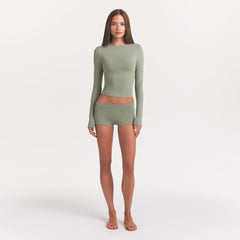 COTTON JERSEY LONG SLEEVE T-SHIRT | MINERAL