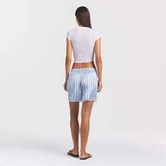 WOVEN SHINE LACE BOXER | PERIWINKLE WIDE STRIPE