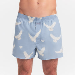 COTTON POPLIN MENS BOXER | AERO TEXTURED DOVE PRINT