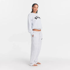 COTTON FLEECE LOGO CLASSIC STRAIGHT LEG PANT | LIGHT HEATHER GREY WITH ONYX LOGO