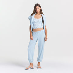 DRAPEY FRENCH TERRY CROPPED JOGGER | POWDER BLUE