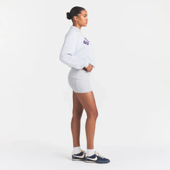 COTTON RIB FOLDOVER MINI SKIRT | LIGHT HEATHER GREY