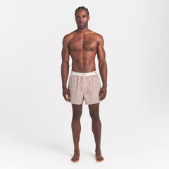 COTTON POPLIN MENS LOGO BAND BOXER | CINNAMON STONE STRIPE