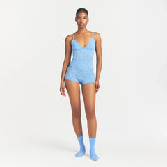 LIGHTWEIGHT COTTON LACE CAMI AND BOY SHORT SET | SURF DAINTY FLORAL PRINT