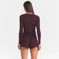 COTTON JERSEY SCOOP NECK LONG SLEEVE TOP | CURRANT