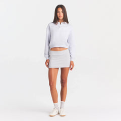 COTTON FLEECE POLO SWEATSHIRT | LIGHT HEATHER GREY