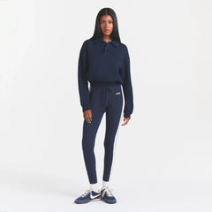 COTTON FLEECE POLO SWEATSHIRT | NAVY