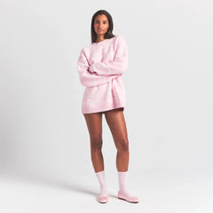 COZY LIGHT CREWNECK PULLOVER | BABY PINK HEART FAIR ISLE