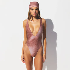 SIGNATURE SWIM PLUNGE ONE PIECE | HENNA FK OMBRE PRINT