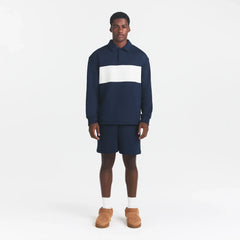 FLEECE LOUNGE MENS RUGBY POLO | NAVY