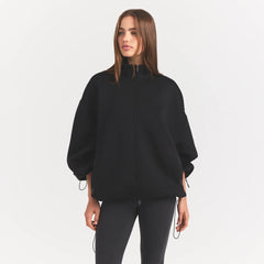 NEOPRENE OUTERWEAR OVERSIZED MOCK NECK JACKET | OBSIDIAN