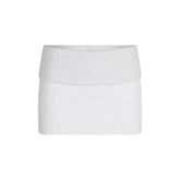 COTTON FLEECE FOLDOVER MINI SKIRT | LIGHT HEATHER GREY