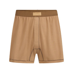 SKIMS COTTON MENS KNIT BOXER | RUSSET