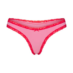 LIGHTWEIGHT COTTON LACE THONG | CARNATION CONTRAST