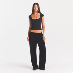 COTTON JERSEY SCOOP NECK T-SHIRT | SOOT