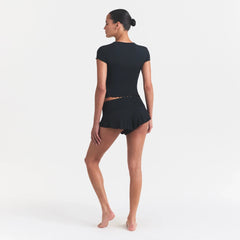 SKIMS SLEEP HENLEY AND FOLDOVER SHORT SET | ONYX
