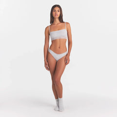 LIGHTWEIGHT COTTON LACE THONG | LIGHT HEATHER GREY