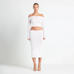VETTESE X SKIMS SHEER MODAL OFF THE SHOULDER TOP | ECRU