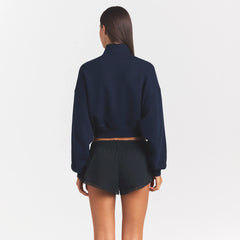 DRAPEY FRENCH TERRY HALF ZIP | NAVY