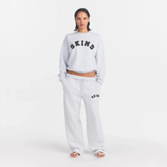 COTTON FLEECE LOGO CLASSIC CREWNECK | LIGHT HEATHER GREY WITH ONYX LOGO