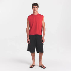 HEAVYWEIGHT COTTON MENS CROPPED MUSCLE TANK | WASHED RED