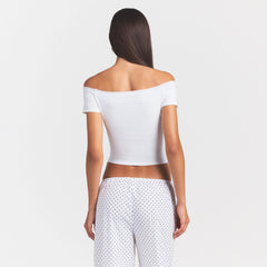 COTTON JERSEY OFF THE SHOULDER TOP | MARBLE