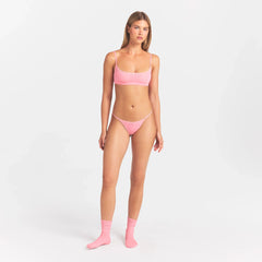 LIGHTWEIGHT COTTON POINTELLE LACE STRING THONG | MELON TONAL