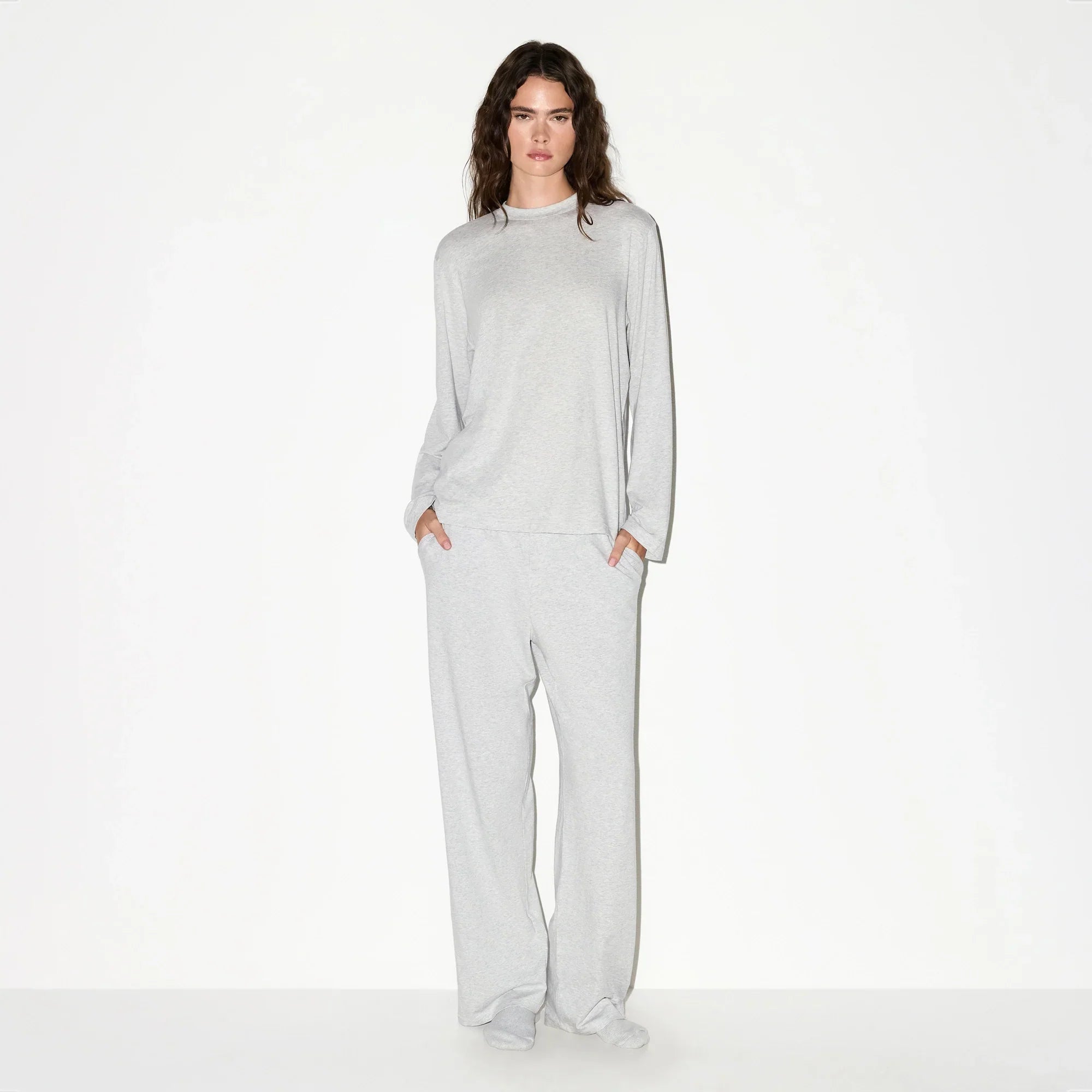 BOYFRIEND LONG SLEEVE T-SHIRT | LIGHT HEATHER GREY