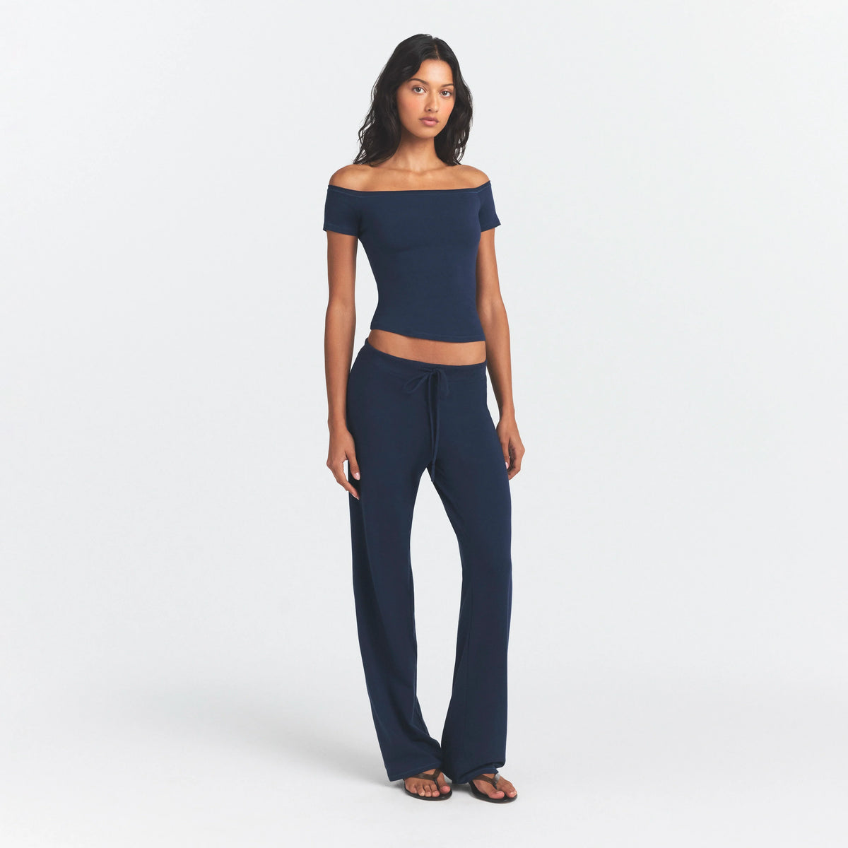 COTTON JERSEY STRAIGHT LEG PANT | NAVY