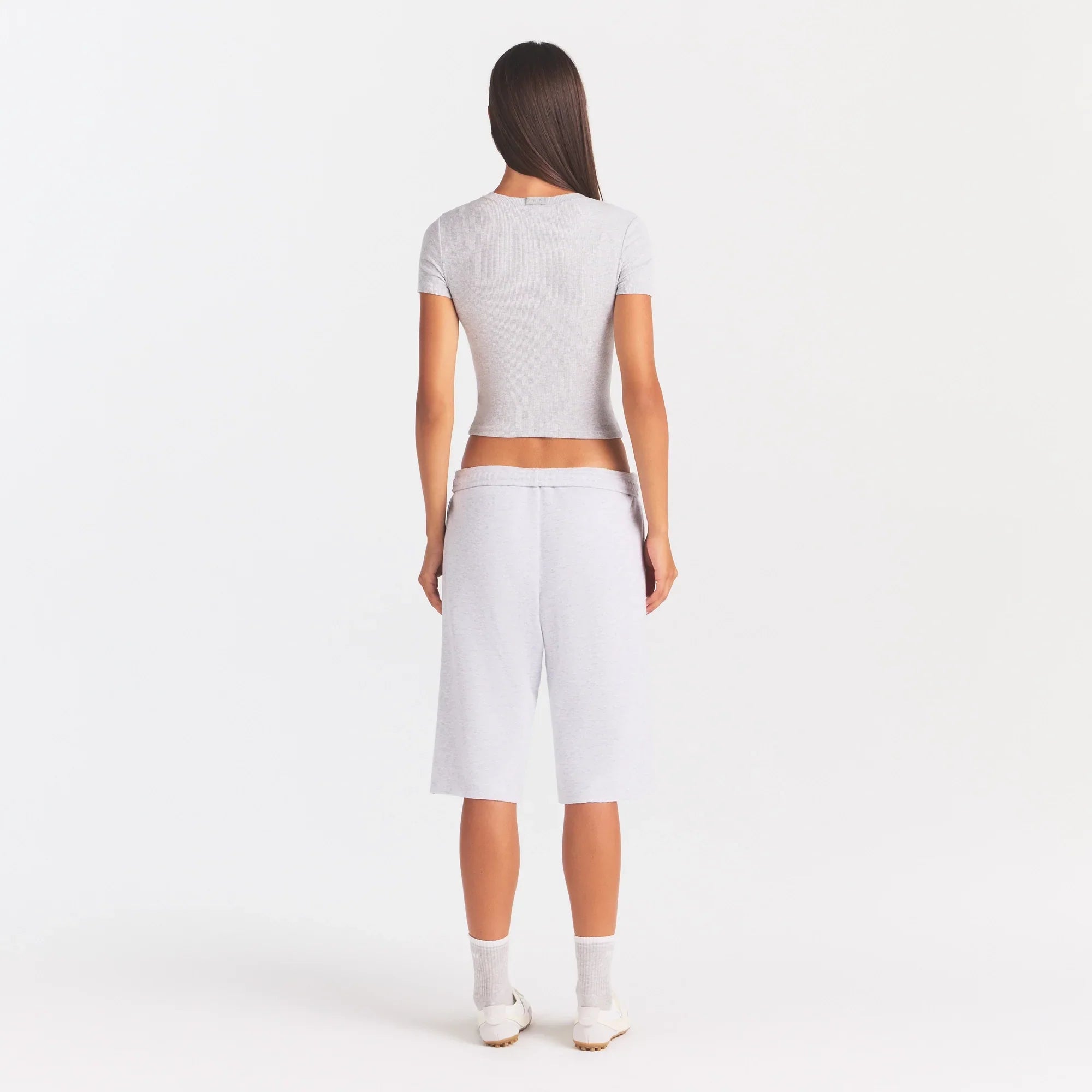 COTTON RIB T-SHIRT | LIGHT HEATHER GREY