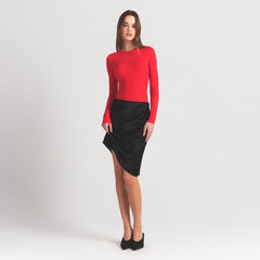 FITS EVERYBODY LONG SLEEVE CREW NECK BODYSUIT | CHERRY
