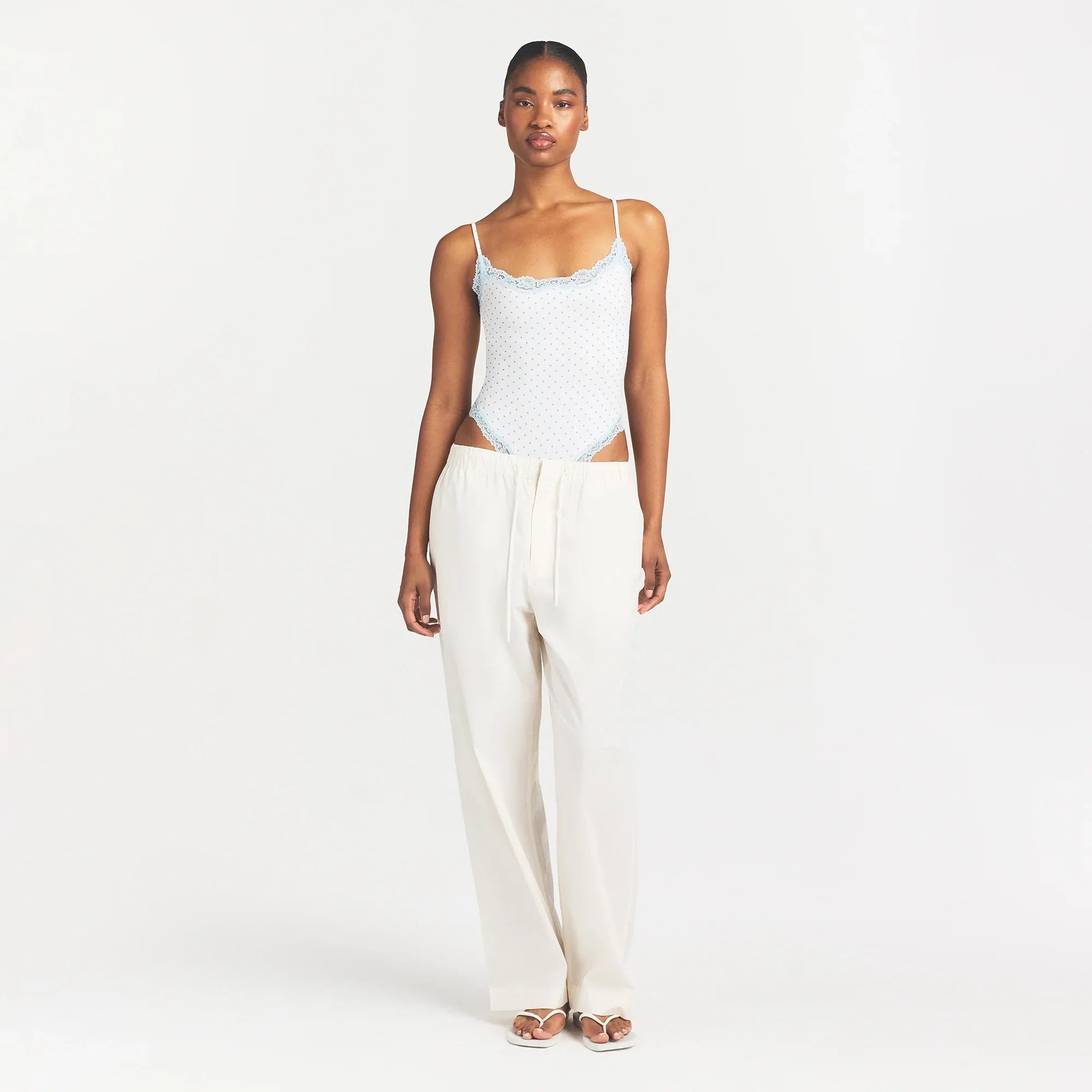 FITS EVERYBODY LACE CAMI BODYSUIT | SLATE PIN DOT PRINT