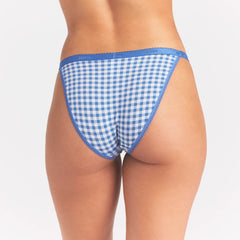 LIGHTWEIGHT COTTON LOGO PICOT STRING BIKINI | ARCTIC GINGHAM