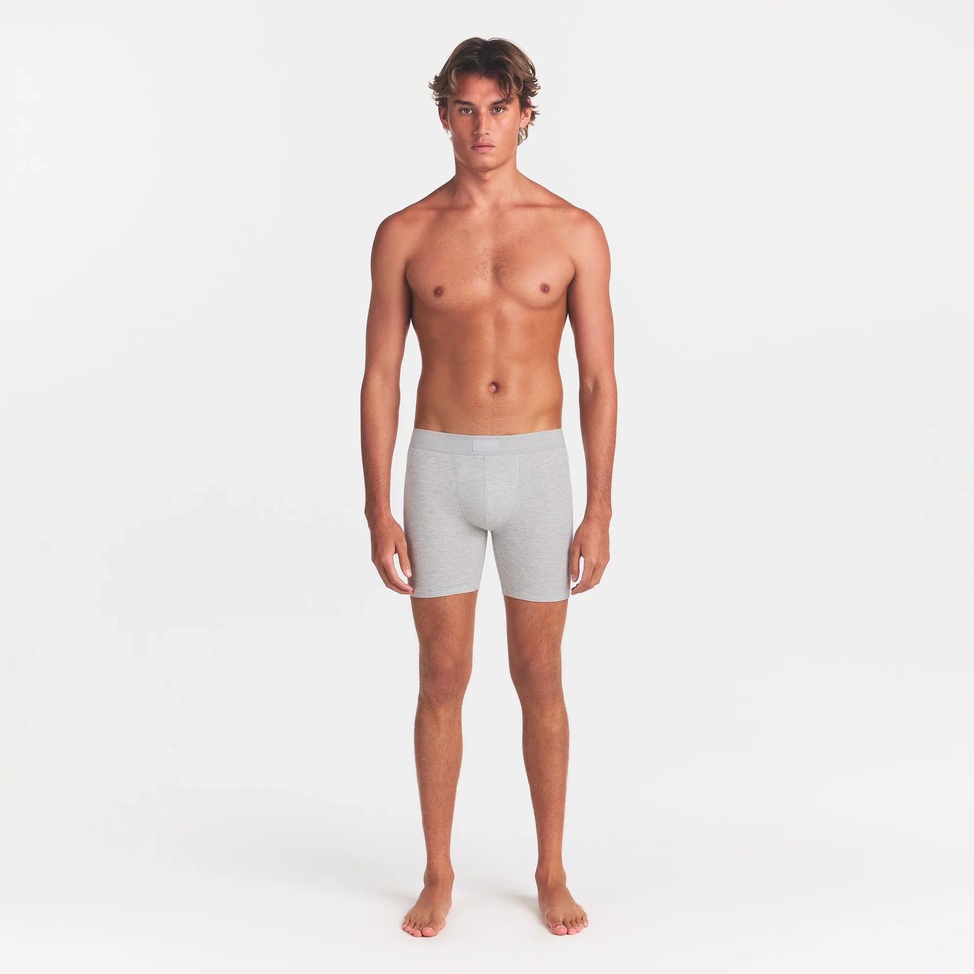 SKIMS COTTON MENS 5" BOXER BRIEF | LIGHT HEATHER GREY