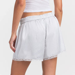 WOVEN SHINE LACE BOXER | SILVER TRIPLE PINSTRIPE
