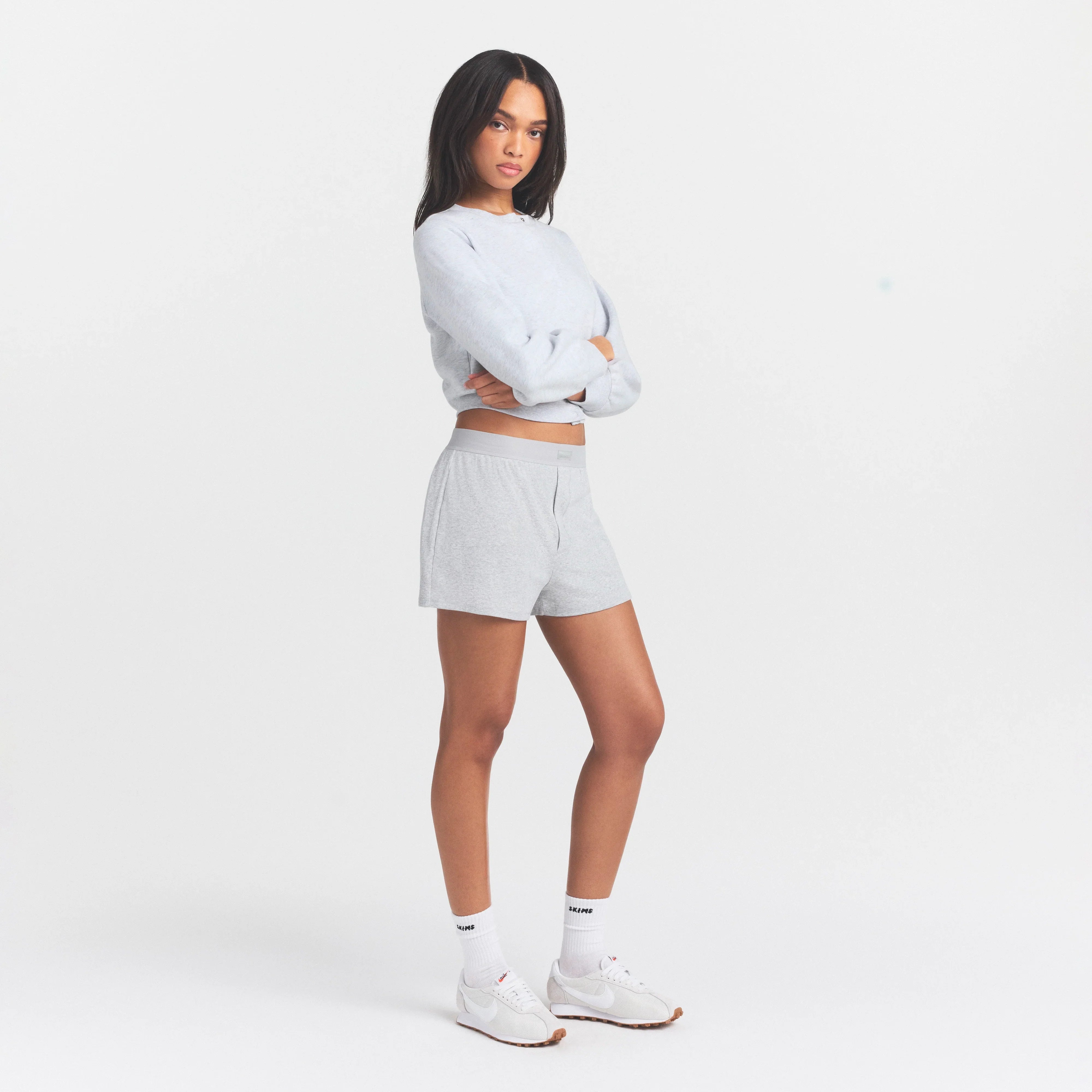 COTTON RIB LOOSE BOXER | LIGHT HEATHER GREY