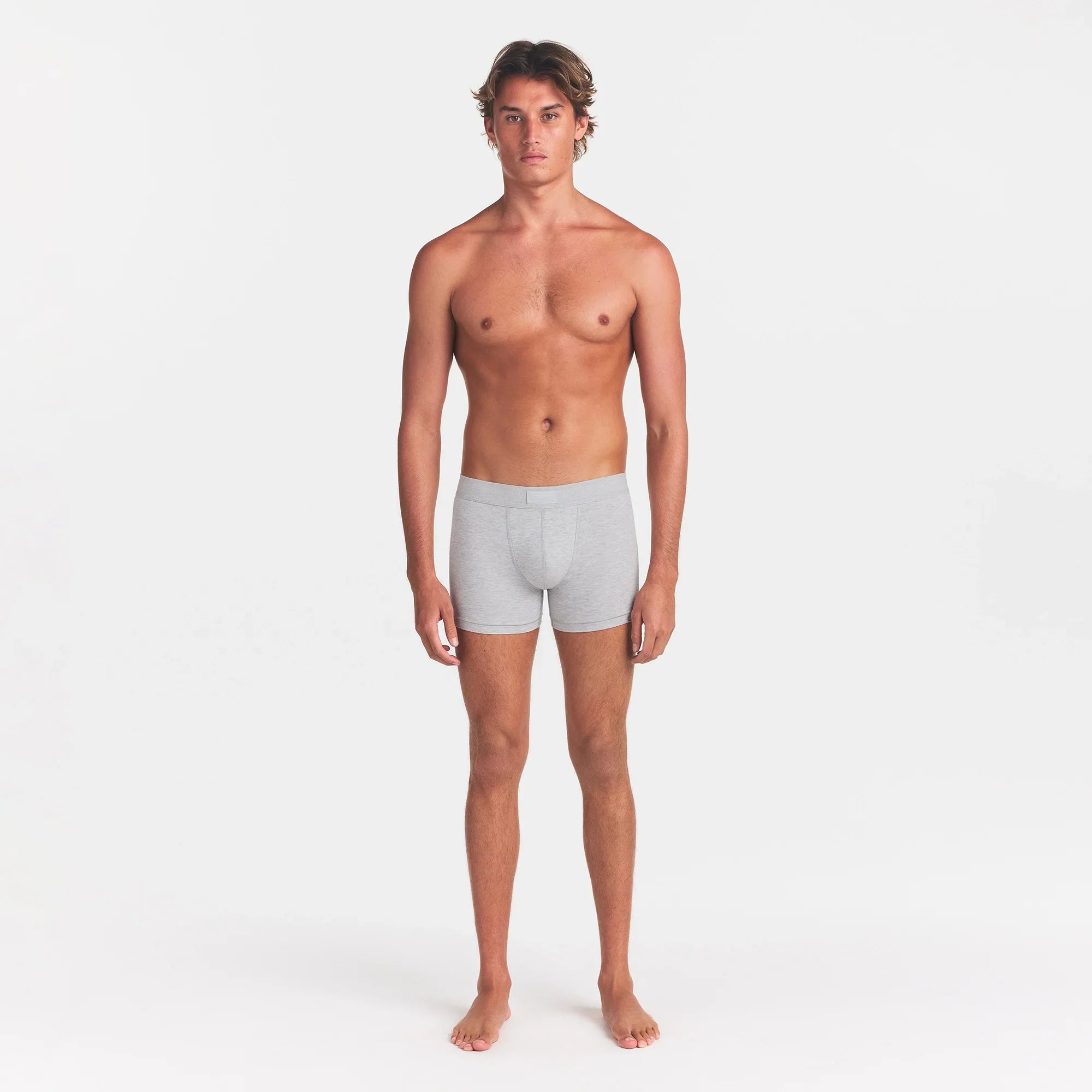 SKIMS COTTON MENS 3" BOXER BRIEF | LIGHT HEATHER GREY