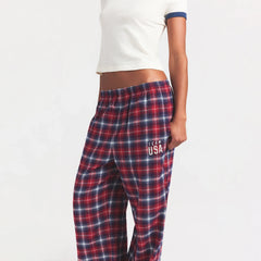 SKIMS FOR TEAM USA FLANNEL SLEEP OLYMPIC PANT | RED PLAID