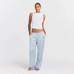 WOVEN SHINE LACE PANT | PERIWINKLE WIDE STRIPE