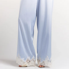 SILK LACE STRAIGHT LEG PANT | PERIWINKLE CONTRAST