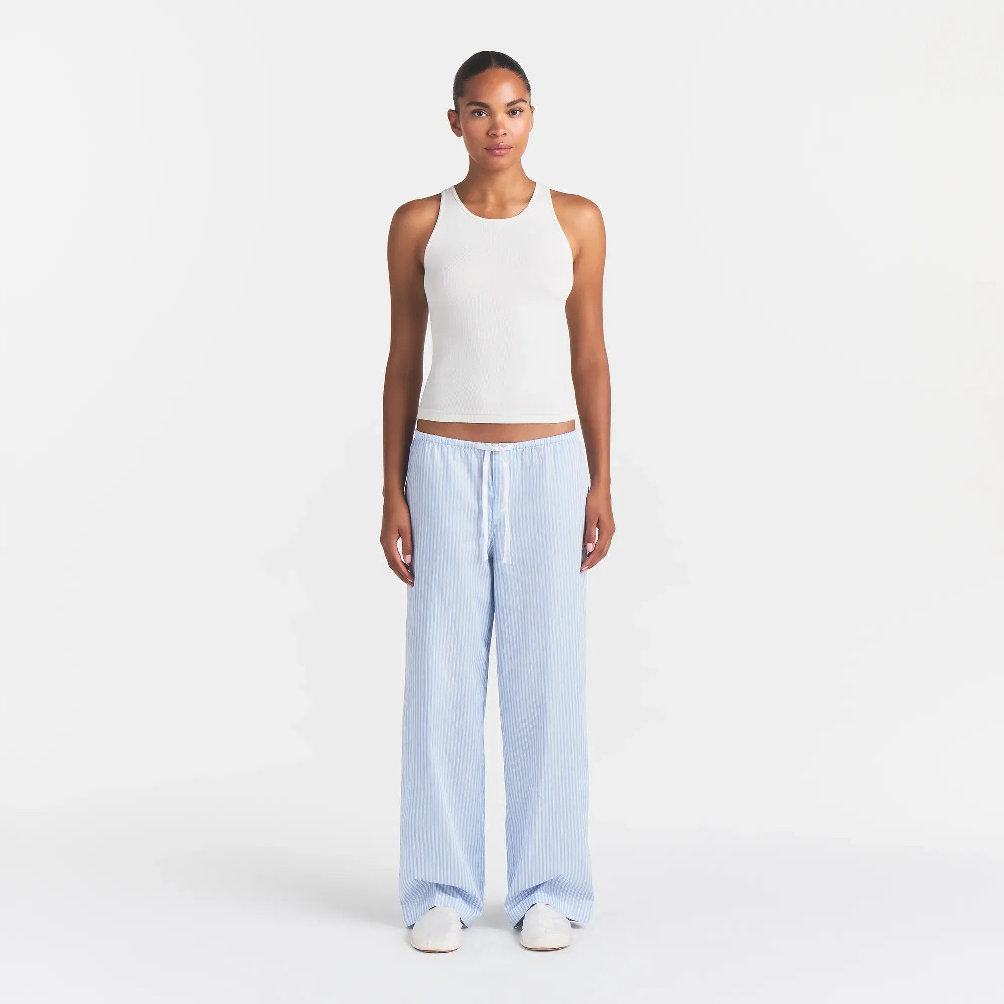 COTTON POPLIN SLEEP OVERSIZED PANT | MARINA MESH STRIPE