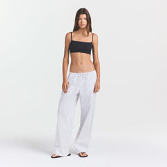 COTTON POPLIN SLEEP STRAIGHT LEG PANT | ONYX DOT PRINT