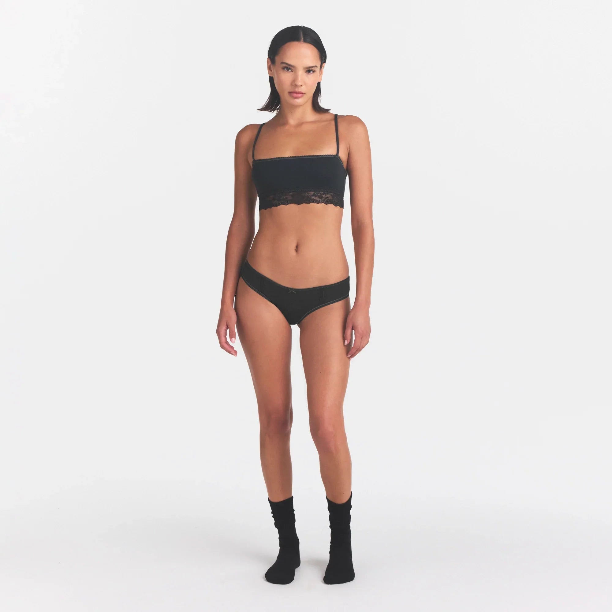 LIGHTWEIGHT COTTON STRAIGHT NECK BRALETTE | SOOT TONAL