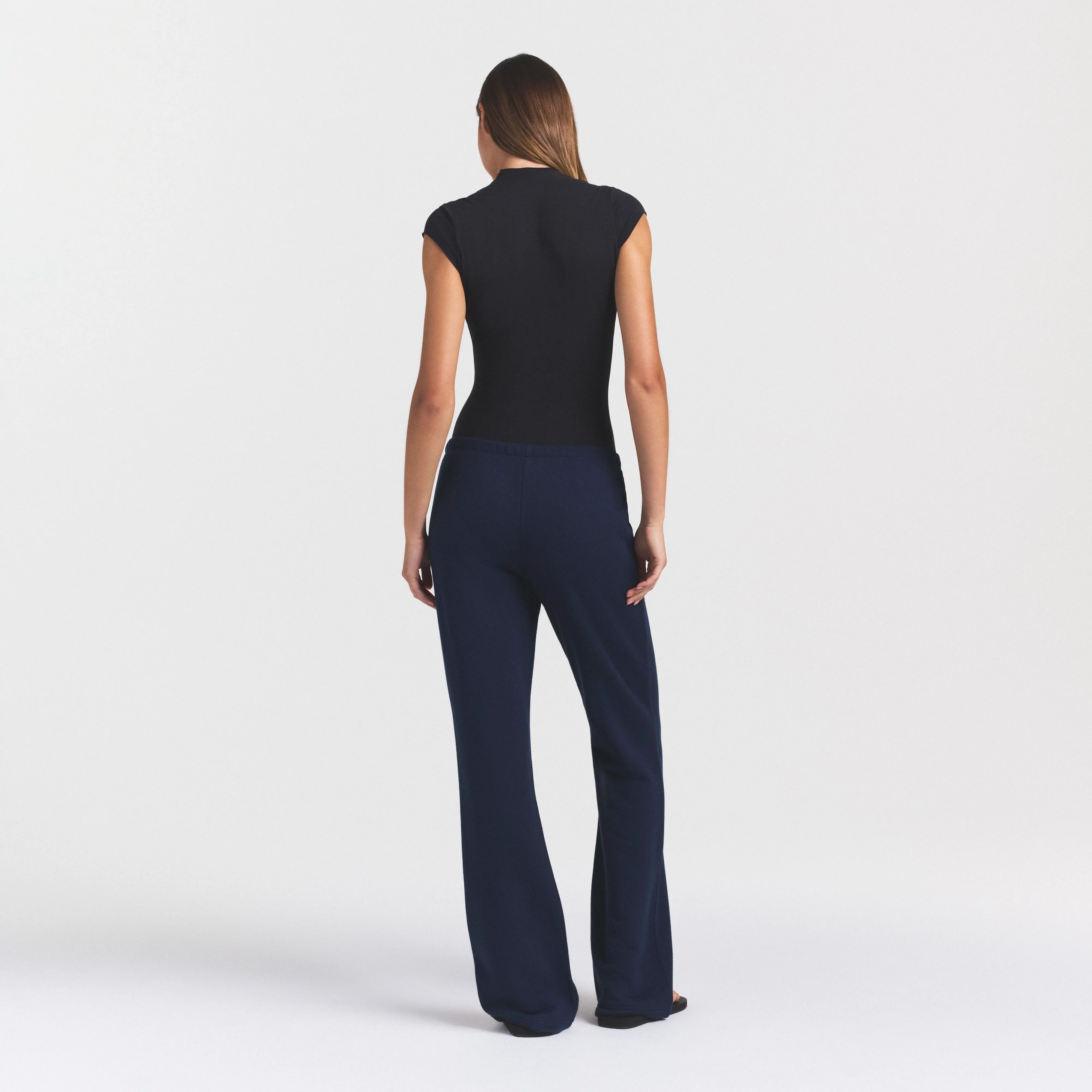 DRAPEY FRENCH TERRY STRAIGHT LEG PANT | NAVY