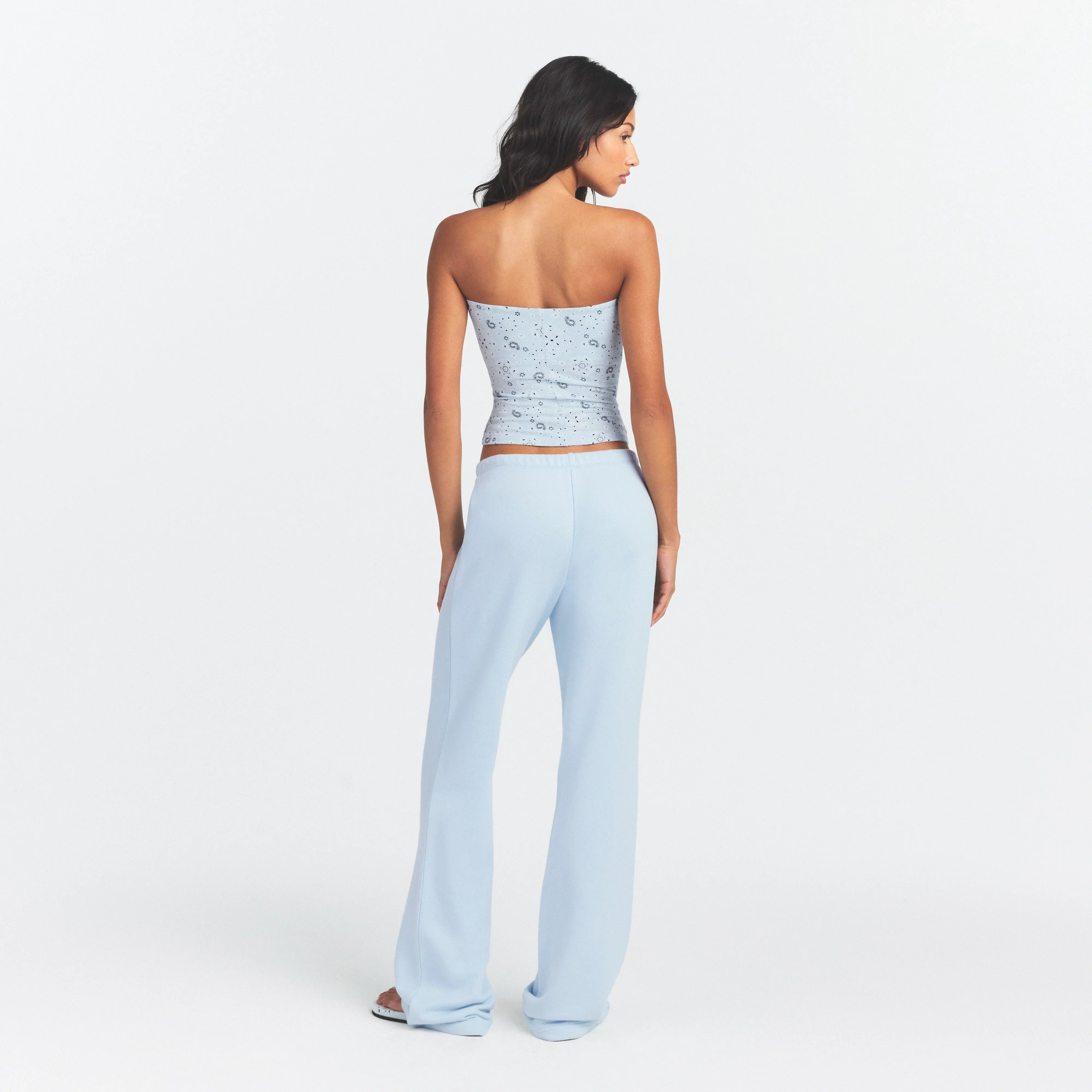 DRAPEY FRENCH TERRY STRAIGHT LEG PANT | POWDER BLUE