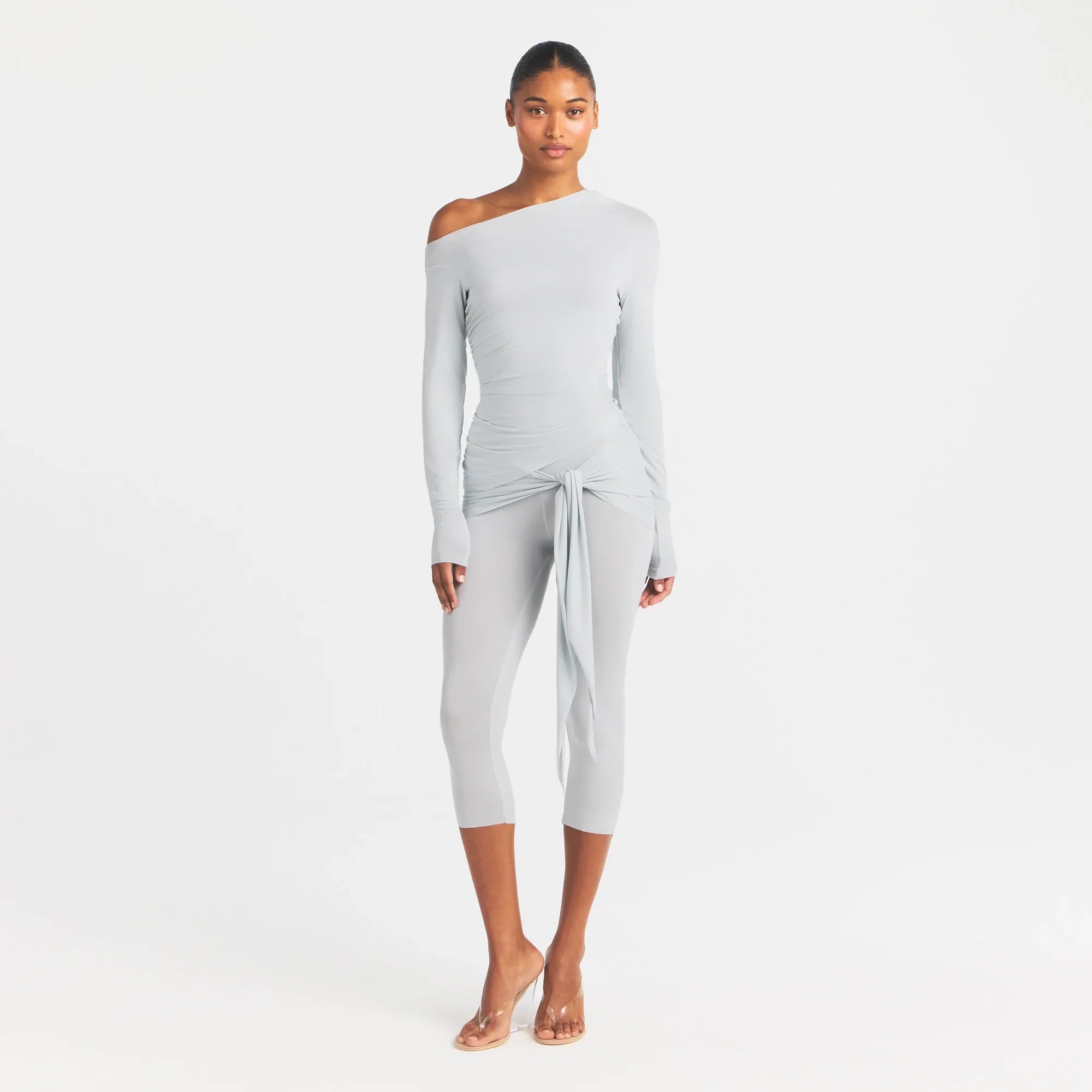 CUPRO JERSEY WRAP CAPRI | PEARL