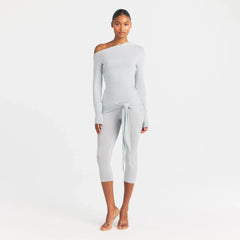 CUPRO JERSEY WRAP CAPRI | PEARL