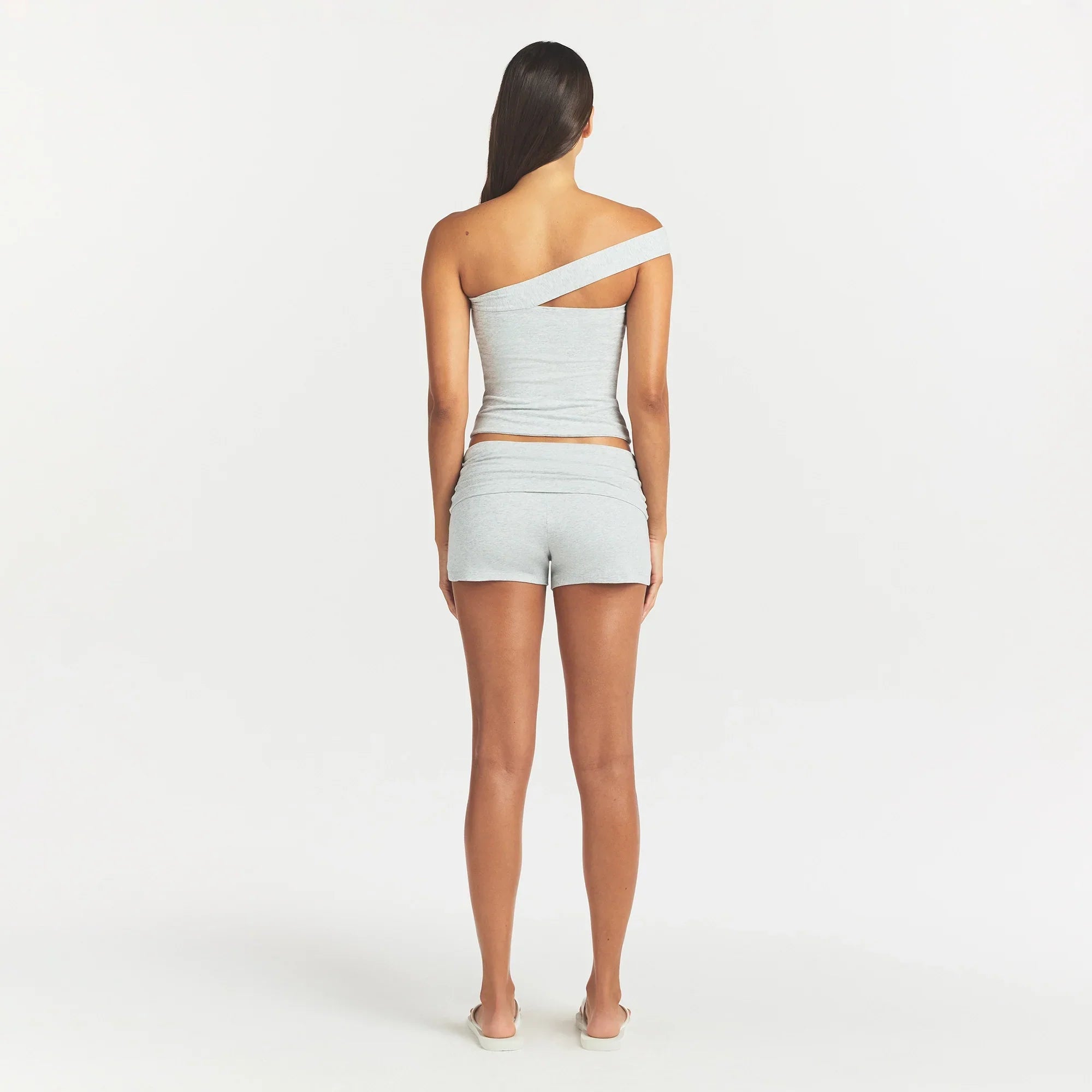 COTTON JERSEY FOLDOVER SHORT | LIGHT HEATHER GREY