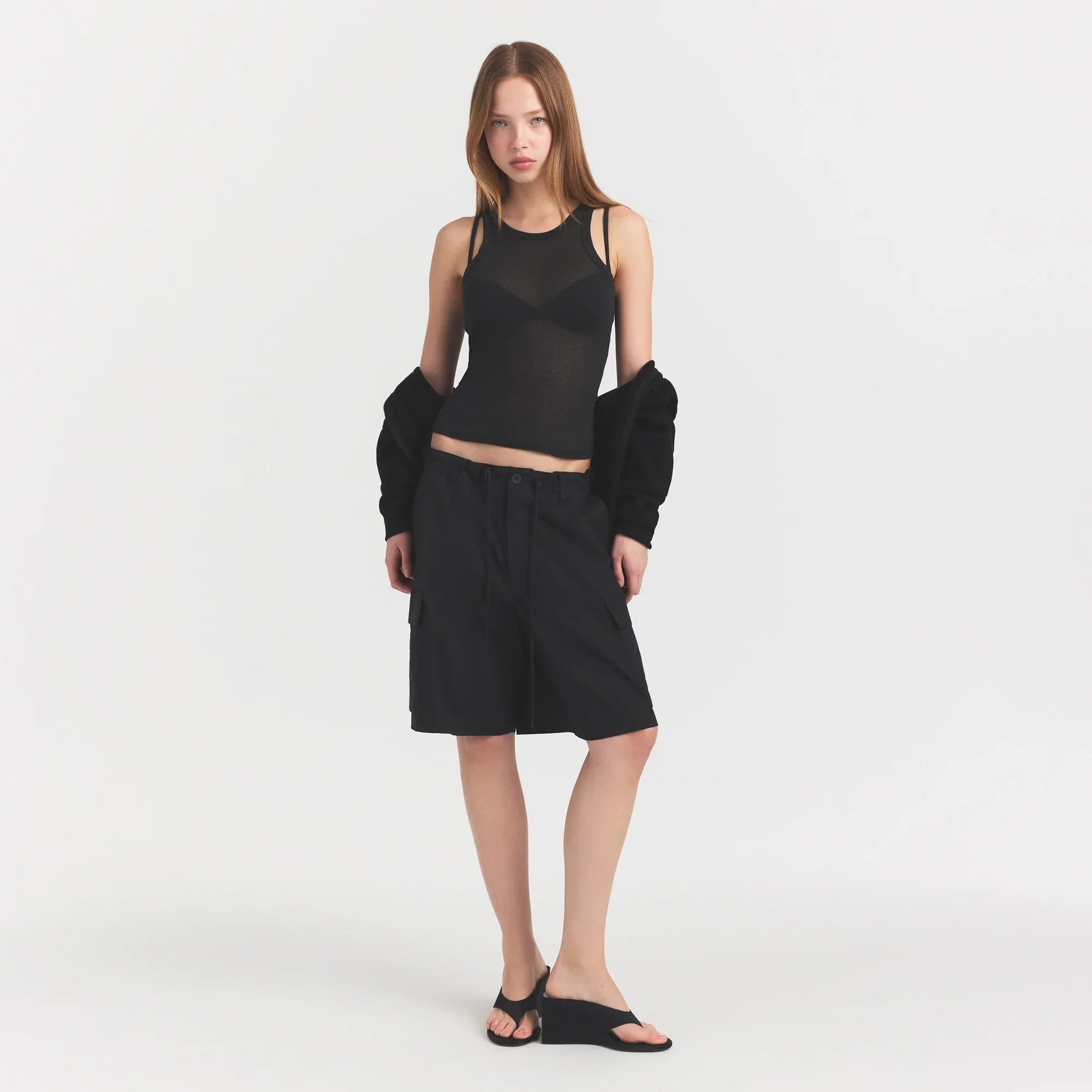 WOVEN COTTON OVERSIZED CARGO SHORT | ONYX